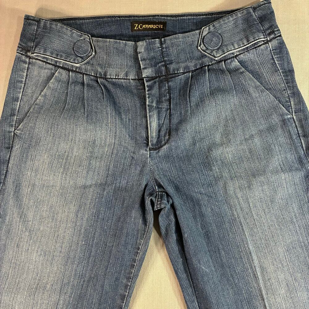 Z Cavaricci Womens Size 10 Bootcut Jeans Blue Stretch Cuffed Hem Y2K - Picture 2 of 10